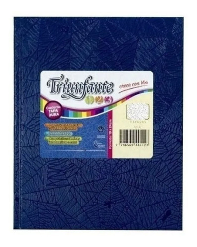 Cuaderno Triunfante 123 Forrado Araña T/d 50 Hojas Rayado Color Azul