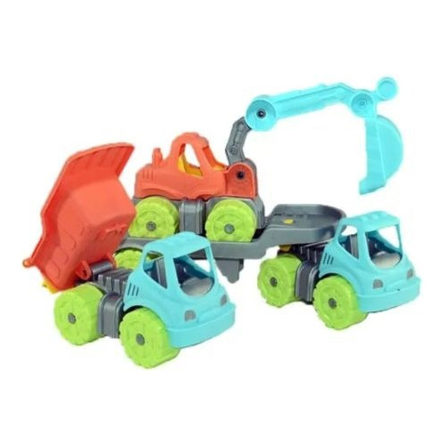 Set De 3 Camiones Duravit Volcador Excavadora Y Camion Playo Color Variado Personaje Camion