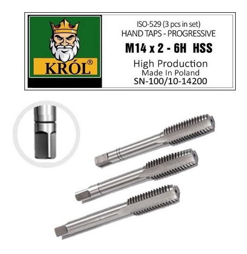 Juego De Machos Para Roscar 14 X 2 Hss Krol 