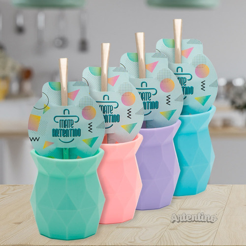 Imagen 3 de 10 de 4 Mate Moderno Facetado Pastel Bombilla Acero Limpia Fácil