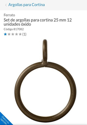 Argollas Para Cortinas 25 Mm Ecobronce/ Ferrato Leer Descrip
