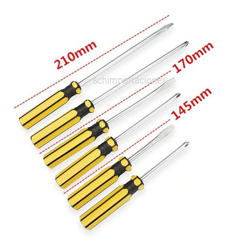Imagen 2 de 6 de Destornilladores Set 6 Unidades + Pack Tornillos Madera