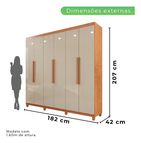 Guarda-roupa Casal 6 Portas 4 Gavetas Com Pés Atlanta Acwt