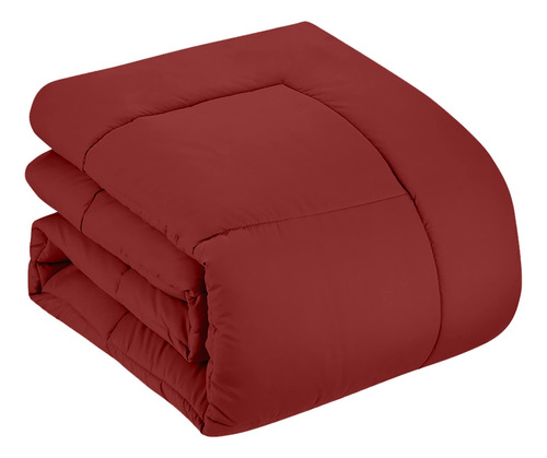 Juego De Edredón 7 Piezas Unicolor Rojo Queen Todas Estacion