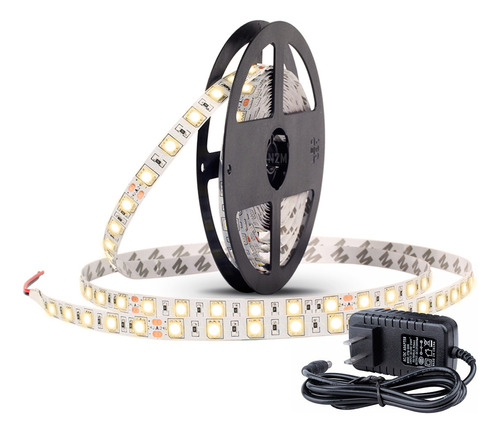 Tiras Led 5050 12v 5 Mt Interior Calido + Fuente Switching