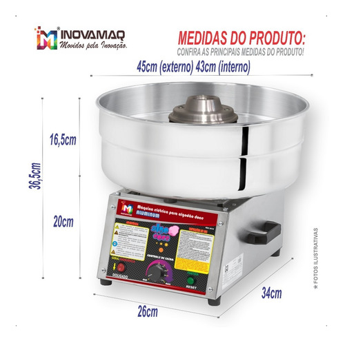 Imagem 7 de 8 de Máquina De Algodão Doce Ad-43 Aluminum Profissional Inovamaq