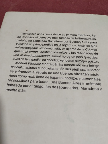 Lote X 2 Novelas Vazquez Montalbán/ Pepe Carvalho. Olivos (Usado)