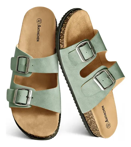 Sandalias Corcho Chanclas Mujer Hombre Piel Broche Ajustable