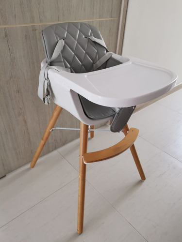 Silla Comedor De Bebe Acolchado Madera Plegable