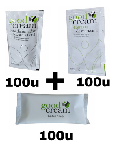 Combo Hotel Shampoo + Acond + Jabon Good Cream   X 100 C/u!
