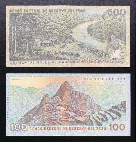 Imagen 2 de 2 de 2 Billetes 100 Soles 1976 Y 500 Soles 1982 Nuevos, Ocasión