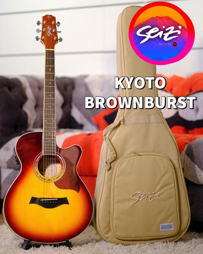 Violão Seizi Kyoto Cutaway Brown Burst Com Bag