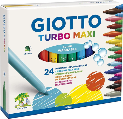 Marcadores Giotto Turbo Maxi 24 Colores Punta Ø 5 Mm