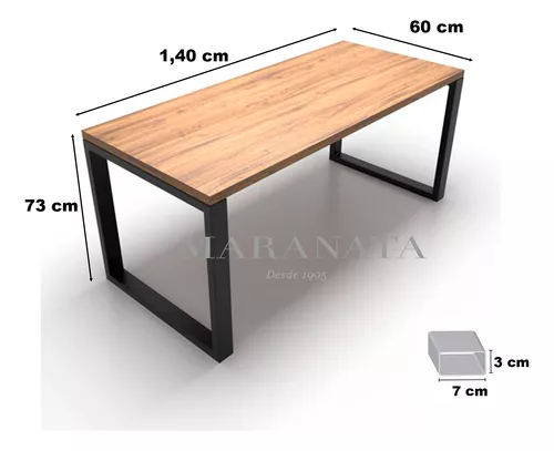 Mesa Escritorio Industrial Madera Maciza 160x60x75 Pata 4cm