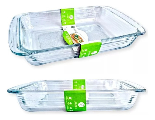 2 Refractario Bandeja Para Hornear De Vidrio 3 Litros Libbey