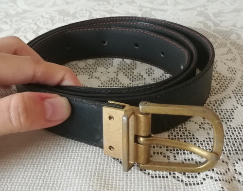 Correa O Cinturón Negro De Caballero, 117,5 Cm, Con Detalle
