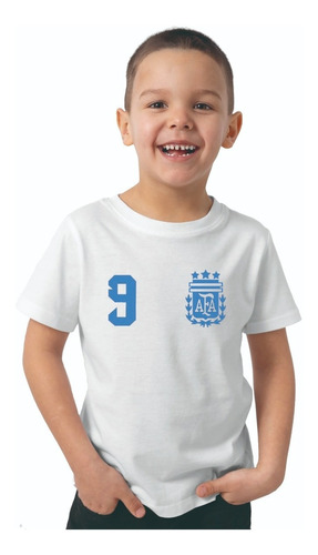 Remera Julian Alvarez 9 Seleccion Arg Afa Algodon Niño 