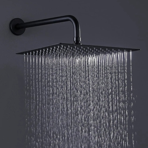 Kit De Regadera Cuadrada De 8 Pulgadas (20cmx20cm) Negra Con