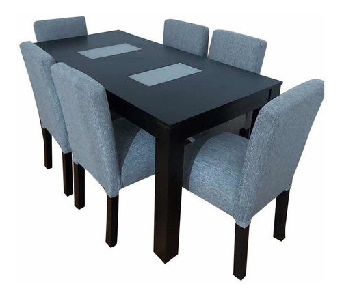 Juegos De Comedor, Mesa Extensible + 6 Sillas  En Chenille