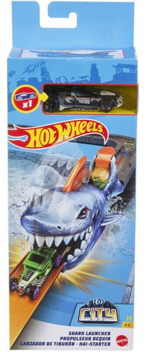 Lanzador De Tiburón + Auto Hot Wheels City Mattel