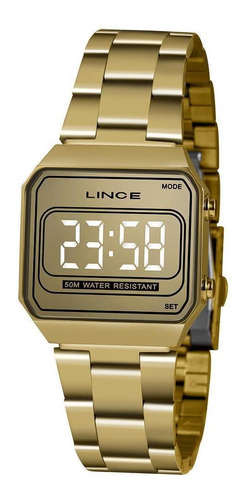 Relógio Masculino Lince Digital Espelhado Mdg4644l Dourado