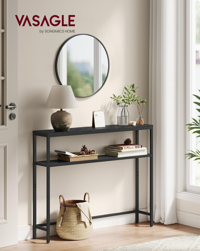 Mesa Consola 2 Niveles Gris Carbón Y Negro 20 X 80 X 80 Cm