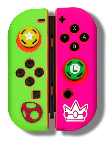 Funda Para Joy Cons Y 2 Grips Nintendo Switch Luigi Estrella