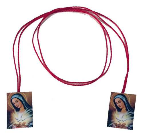 59 Collar Hilo Rojo Escapulario Virgen De La Encarnacion