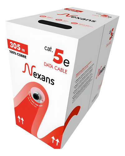 Bobina De Cable Utp Cmx Nexans Exterior Cat5 Negro 305 Mt