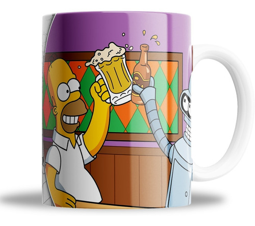 Tasa - Ceramica - Homero Y Bender - Los Simpsons