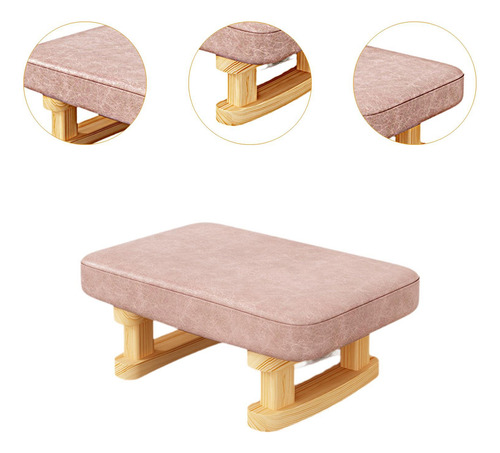 Taburete Rectangular Corto, Taburete Acolchado, Rosa