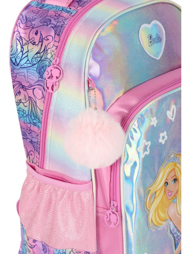 Mochila Barbie E Estojo Fada Holográfico Rosa - Luxcel