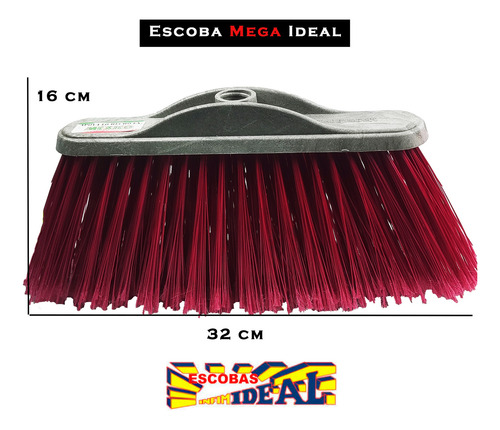12 Escoba Súper Cepillo Económico Mega Ideal Con Bastón