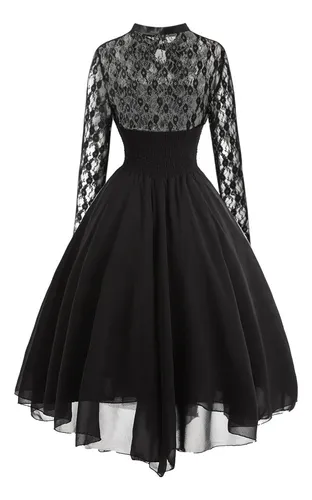 Vestido Transpirable De Encaje Para Mujer, Estilo Gótico, Pa