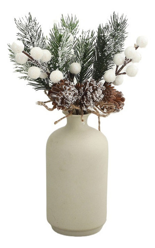 ( Decoración Navideña Con Rama De Pino Blanco 10 Unidades
