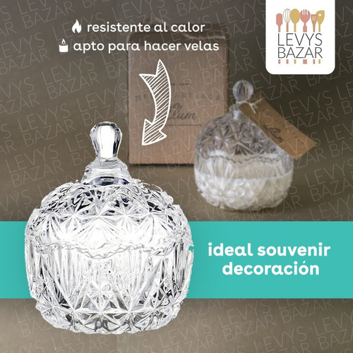 5 Carameleras Bomboneras Candy De Vidrio Velas Soja Souvenir