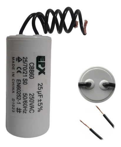 Capacitor Permanente 25uf 250v 2 Fios Cbb60 Motor Eletrico