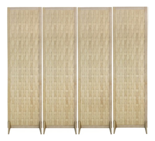 4 Biombo Trançado Mdf Com Pé Reto Separador Ambiente M1c