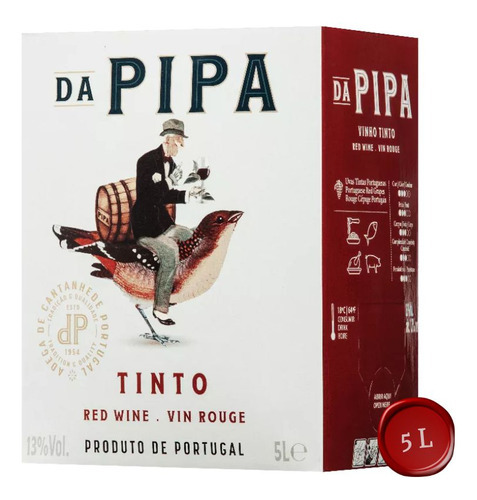 Vinho Da Pipa Português Tinto Bag 5 Litros Kit 02 Un