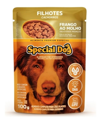 Alimento Special Dog Premium Especial para cão filhote todos os tamanhos sabor frango ao molho em saco de 100g