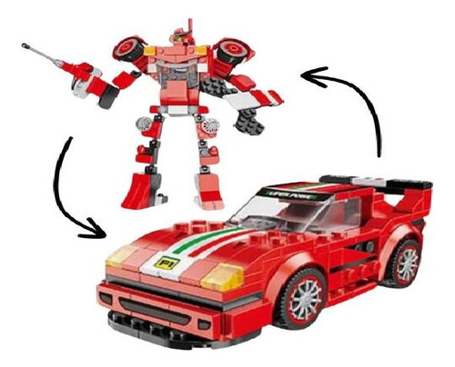 Robô Transformer 2 Em 1 Carro De Corrida Em Blocos De Montar Quantidade De Peças 200 Versão Do Personagem Carro Robô Lego