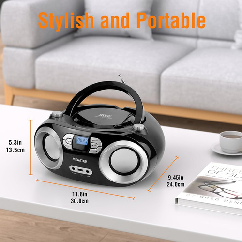 Rádio Grabadora Megatek, Bluetooth, Cd, Fm, Preto