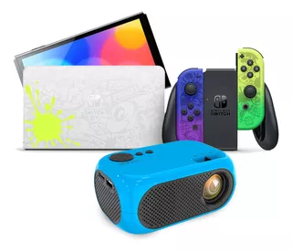 Nintendo Switch Oled Splatoon 3 64gb Más Proyector Azul