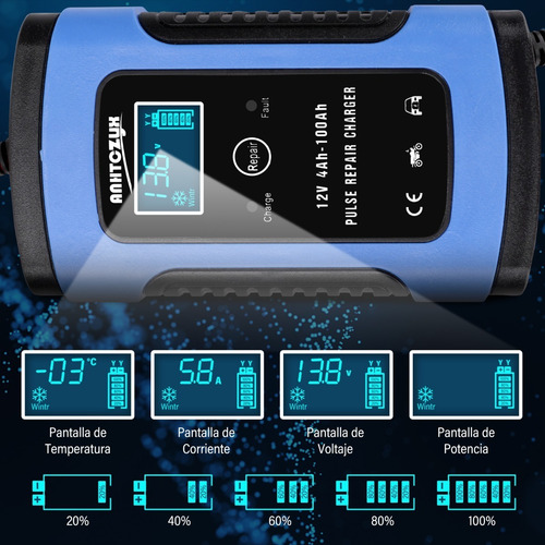 Imagen 7 de 8 de Cargador Rápido Para Batería De Coche 12v