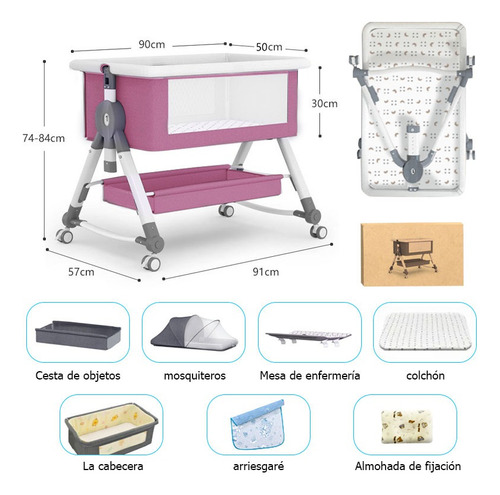 Cuna Corral Bebe Colecho Plegable7en1 Ajustable Y Mosquitero