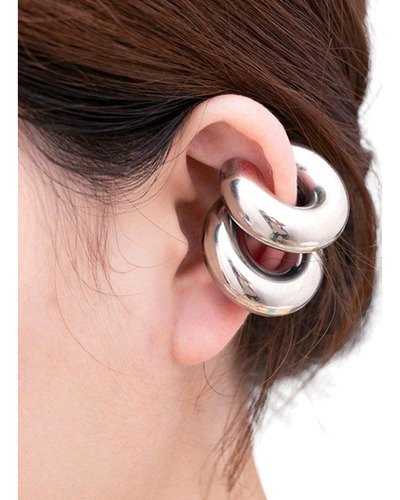 Par Earcuff Maxi Chunky Baño Plata 925 De Moda En Tendencia