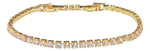 Brazalete Color Dorado Tipo Tenis Acero Inoxidable Mujer