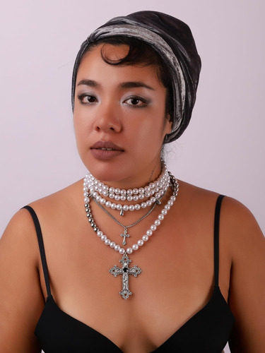 Hebras De Perlas De Imitación En Capas De Sacina, Collar De