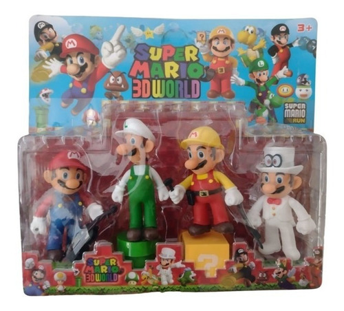 Set X4 Muñecos Coleccionables Figuras Personaje Super Mario