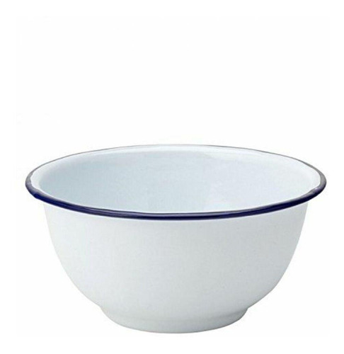  Bowl  Enlozado Blanco Borde Azul 540cc